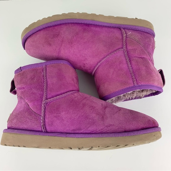 Ugg Classic Mini Purple Suede Two Tone Bootie 5854 US10 - Picture 9 of 11